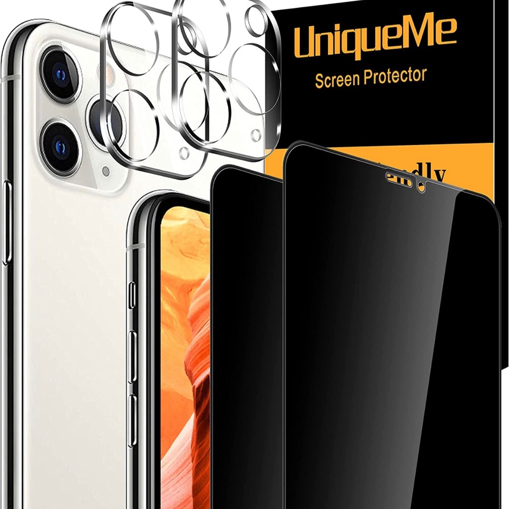 UniqueMe 4 Pack iPhone 11 Pro Max 6.5in. 2 - Screen Protector/2 - Lens Protector